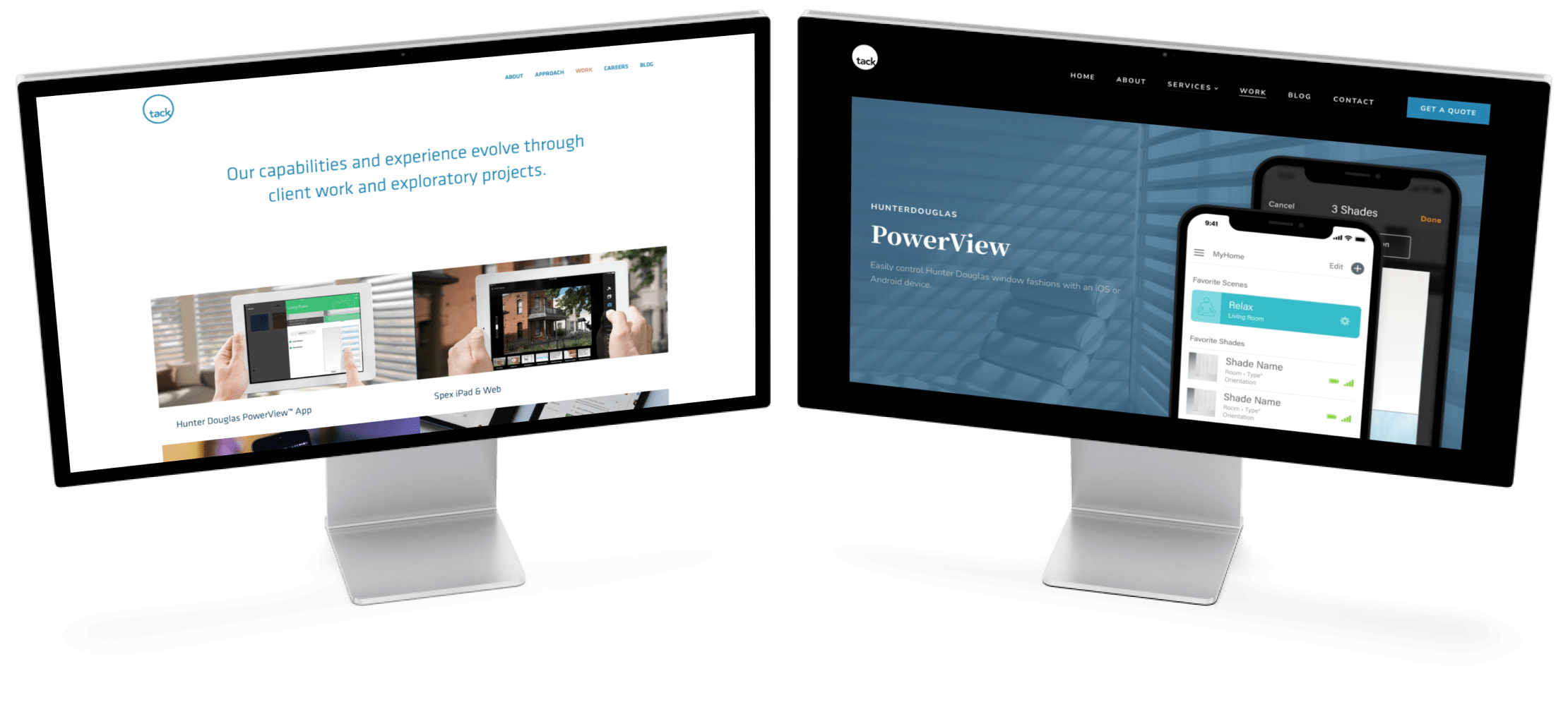 Tack website old and new comparison